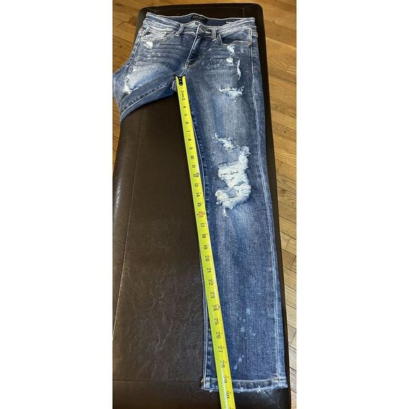 Judy‎ Blue Bleach Splatter Boyfriend Fit Jeans Sz 1 Distressed - Picture 6 of 6